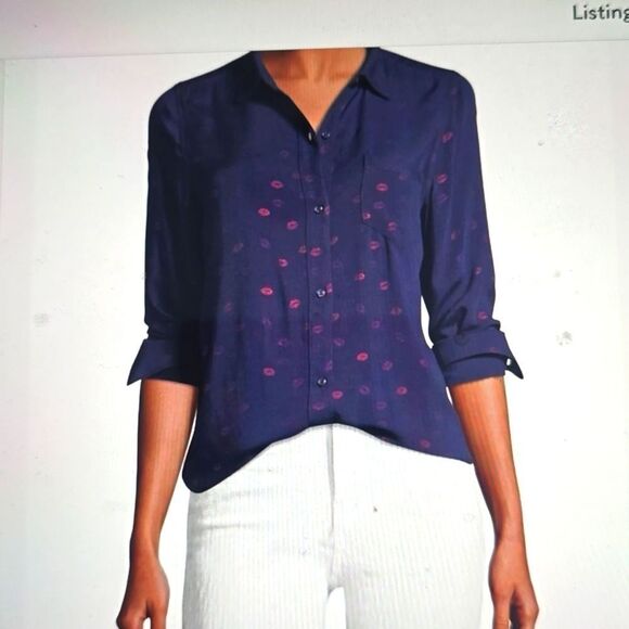 Rails Navy Kiss Me Rocsi Metallic Lip Print Size medium - Picture 1 of 10